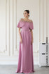 Cape sleeves beaded evening gown
